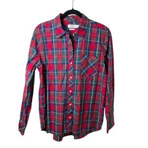 Vineyard Vines Womens Tartan Plaid Button Down Shirt Red Green Sz 12 Preppy